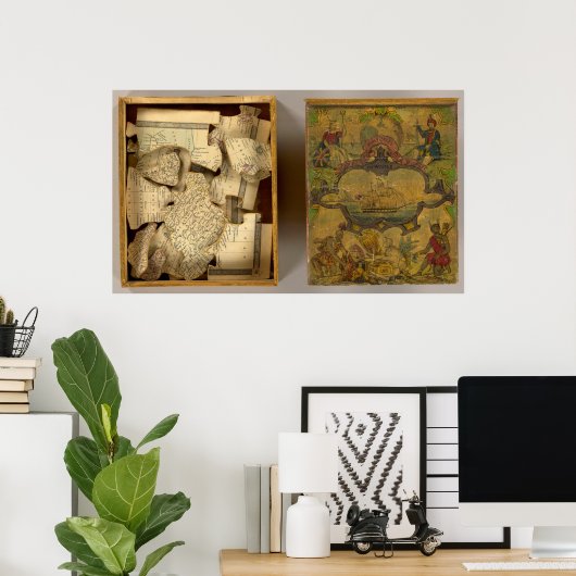 Humphries dissected world map ポスター (ホームオフィス)