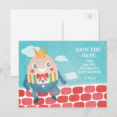 Humptyカラフル Dumpty Baby Shower Save the Date 案内ポストカード (正面/裏面)