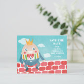 Humptyカラフル Dumpty Baby Shower Save the Date 案内ポストカード (スタンド正面)