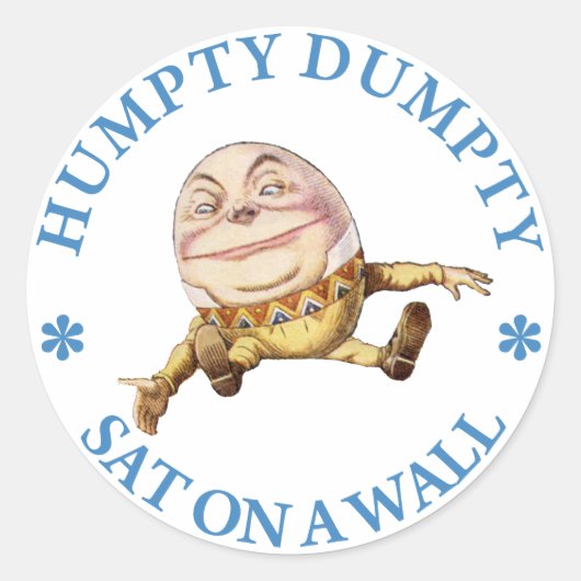 HUMPTY DUMPTYは壁に座った – 子供部屋韻 ラウンドシール (正面)