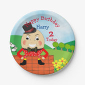 Humpty Dumptyをテーマにした子供の誕生日パーティー編集可能 ペーパープレート (正面)