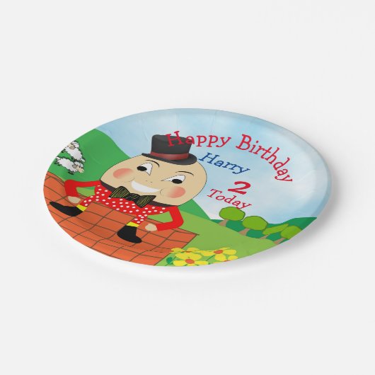 Humpty Dumptyをテーマにした子供の誕生日パーティー編集可能 ペーパープレート (アングル)