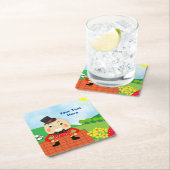 Humpty Dumptyテーマの子供の誕生日パーティー編集可能 スクエアペーパーコースター (インサイチュ)