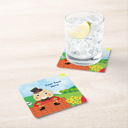 Humpty Dumptyテーマの子供の誕生日パーティー編集可能 スクエアペーパーコースター (インサイチュ)