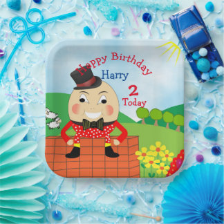 Humpty Dumptyテーマの子供の誕生日パーティー編集可能 ペーパープレート