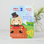 Humpty Dumptyテーマの子供の誕生日パーティー編集可能 招待状 (スタンド正面)