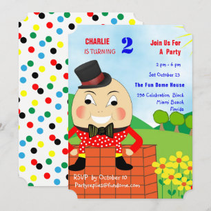 Humpty Dumptyテーマの子供の誕生日パーティー編集可能 招待状