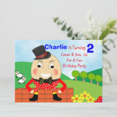 Humpty Dumptyテーマの子供の誕生日パーティー編集可能 招待状 (スタンド正面)