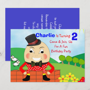 Humpty Dumptyテーマの子供の誕生日パーティー編集可能 招待状