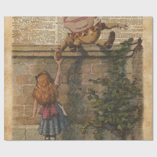 Humpty Dumpty及びアリスのヴィンテージのさし絵 ラッピングペーパー (フラット)