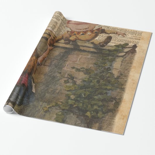 Humpty Dumpty及びアリスのヴィンテージのさし絵 ラッピングペーパー (アンロールド)