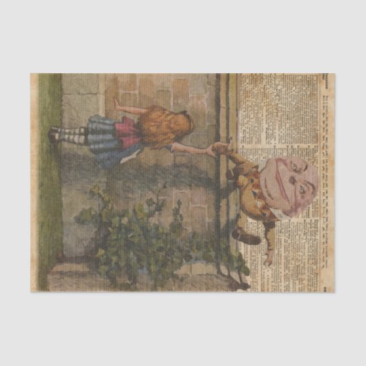 Humpty Dumpty及びアリスのヴィンテージのさし絵 薄葉紙 (正面)