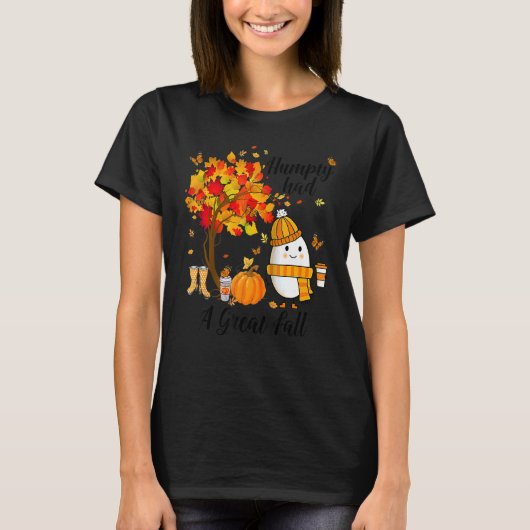 Humpty Had A Great Fall  Autumn Joke Raglan Baseba Tシャツ (正面)
