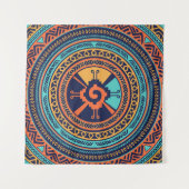 HunabカラフルなKuのマヤの記号 タペストリー (正面(横))