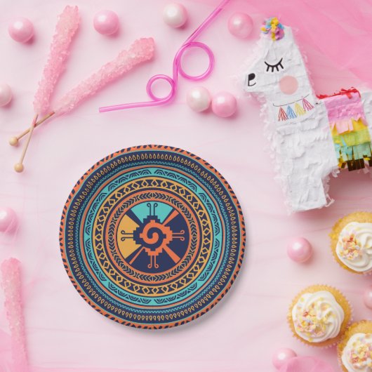 HunabカラフルなKuのマヤの記号 ペーパープレート (パーティー)