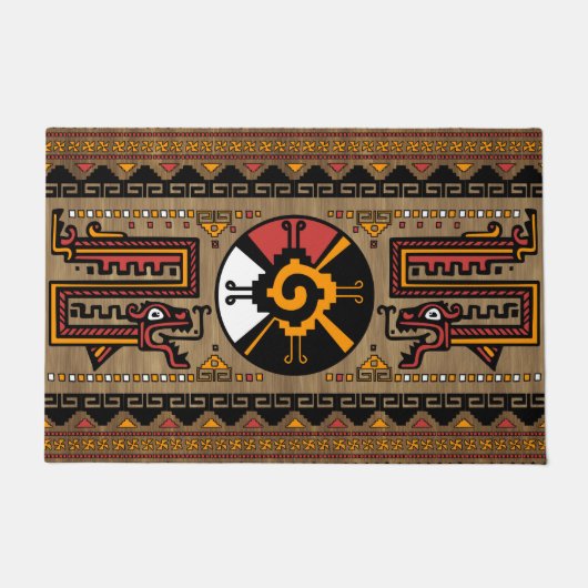HunabカラフルなKuのマヤの記号#5 ドアマット (正面)
