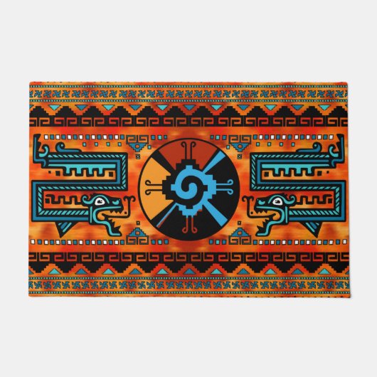 HunabカラフルなKuのマヤの記号#6 ドアマット (正面)