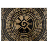 Hunab Kuのマヤの記号の黒および金ゴールド カッティングボード (正面)