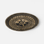 Hunab Kuのマヤの記号の黒および金ゴールド ペーパープレート (アングル)