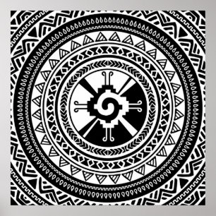 Hunab Kuのマヤの記号の黒および金ゴールド ポスター