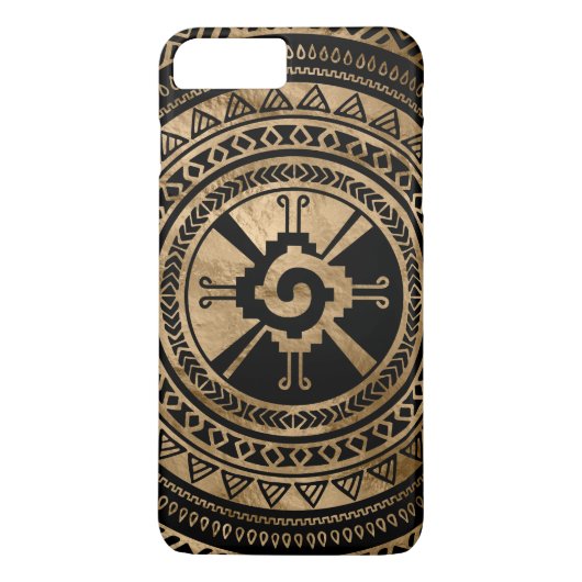 Hunab Kuのマヤの記号の黒および金ゴールド Case-Mate iPhoneケース (裏面)