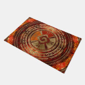 Hunab Kuのマヤの記号はオレンジおよび金ゴールドを燃やしました ドアマット (アングル)