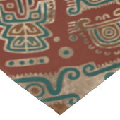 Hunab Kuの金ゴールドの赤およびティール（緑がかった色） テーブルクロス (アングル)