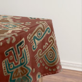 Hunab Kuの金ゴールドの赤およびティール（緑がかった色） テーブルクロス (インサイチュ)