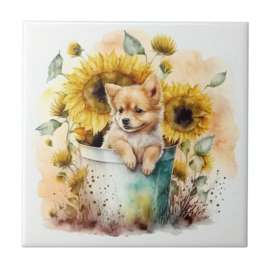 Hund Aquarell タイル (正面)