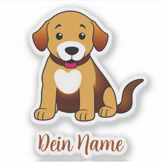 Hund Braun, sitzend -  シール (正面)