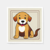 Hund Braun, sitzend -  スタンダードカクテルナプキン (正面)