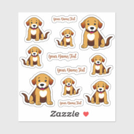 Hund Braun, sitzend -  Aufkleber シール