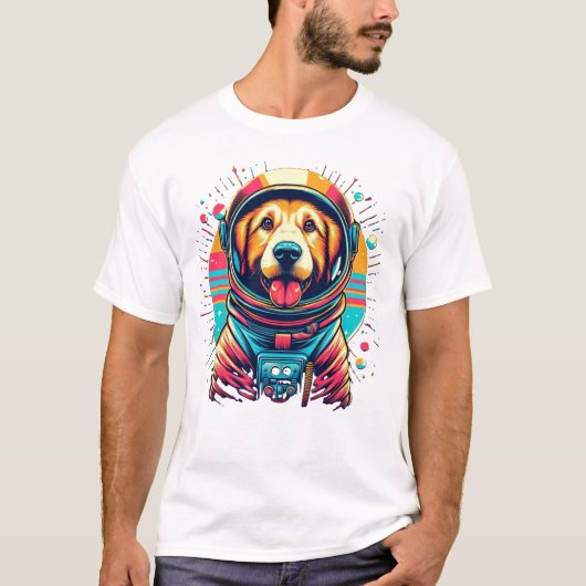 Hund im Astronautenanzug | Vintage Design Tシャツ (正面)