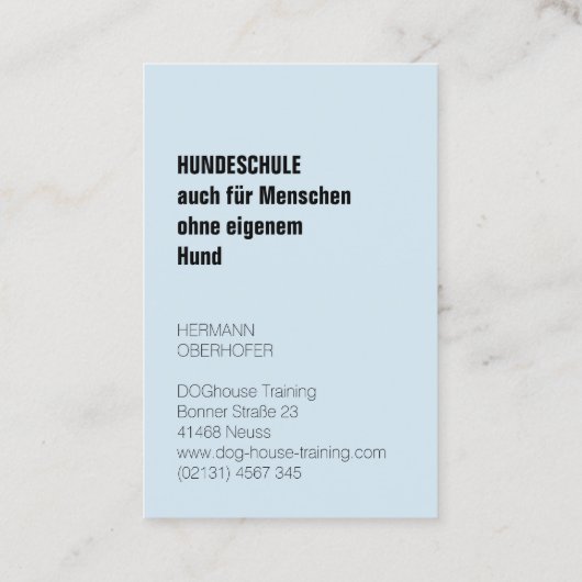 Hundeschule Visitenkarten 名刺 (裏面)