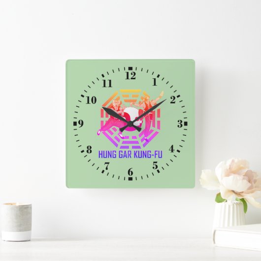 Hung Gar Kung-Fu スクエア壁時計 (ホーム)