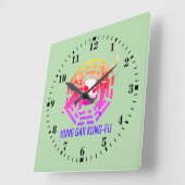 Hung Gar Kung-Fu スクエア壁時計 (傾斜)