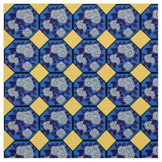 Hungarian Art Deco Royal Blue and Yellow ファブリック
