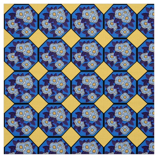 Hungarian Art Deco Royal Blue and Yellow ファブリック (見本)