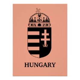 Hungarian Coat of Arms Contemporary Monochrome Art ポスター