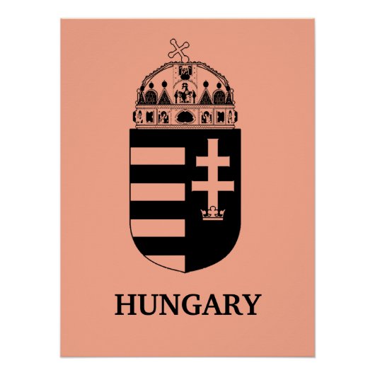 Hungarian Coat of Arms Contemporary Monochrome Art ポスター (正面)