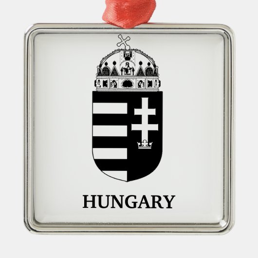 Hungarian Coat of Arms Contemporary Monochrome Art メタルオーナメント (正面)