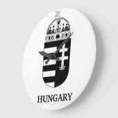 Hungarian Coat of Arms Contemporary Monochrome Art ラージ壁時計 (傾斜)
