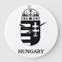 Hungarian Coat of Arms Contemporary Monochrome Art ラージ壁時計