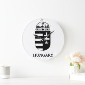 Hungarian Coat of Arms Contemporary Monochrome Art ラージ壁時計 (ホーム)