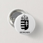Hungarian Coat of Arms Contemporary Monochrome Art 缶バッジ (正面&裏面)