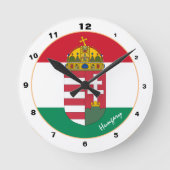 Hungarian Flag, Emblem & Hungary trendy fashion ラウンド壁時計 (正面)