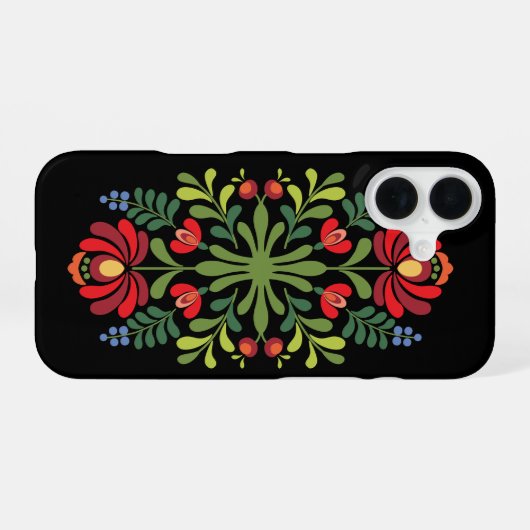 Hungarian Folk Design Red and Pink iPhone 16ケース (裏面横)
