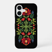 Hungarian Folk Design Red and Pink iPhone 16ケース (裏面)