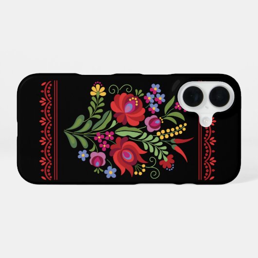 Hungarian Folk Design Red Peppers iPhone 16ケース (裏面横)