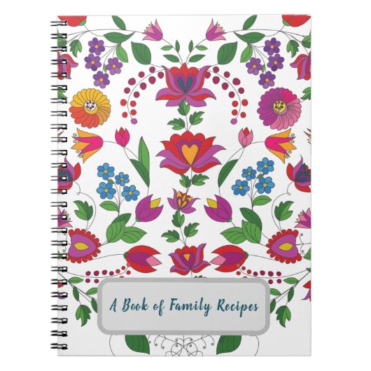 Hungarian Folk Floral Family Recipe Notebook ノートブック (正面)